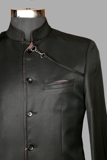Black Solid Designer Bandhgala Suit