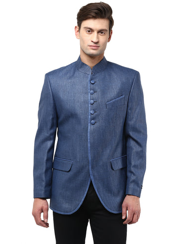 Royal Blue 100% Linen Evening wear Bandhgala Jacket