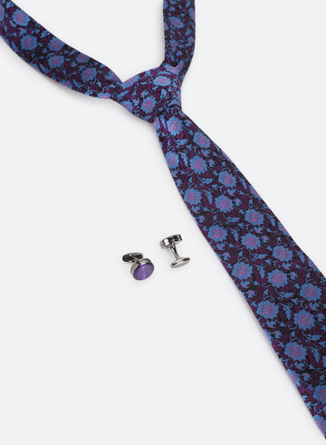 Purple Color Tie & Cufflink Gift Set