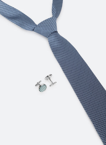 Blue Color Tie & Cufflink Gift Set