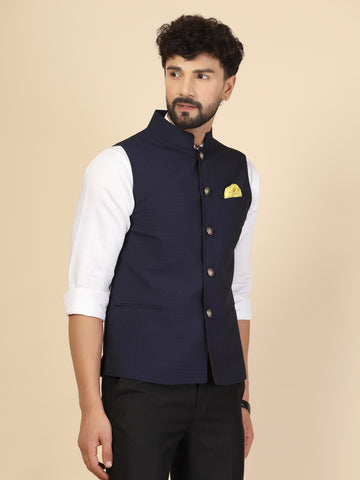 Blue Structured Nehru Jacket