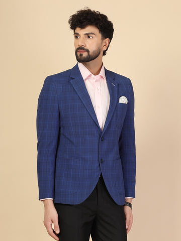 Royal Blue Check Smart Jacket