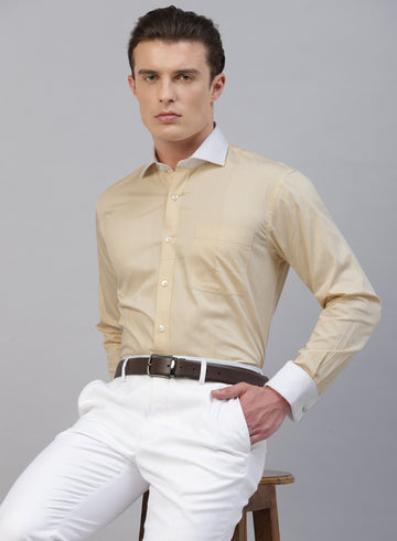 Yellow Cotton Cufflink Shirt
