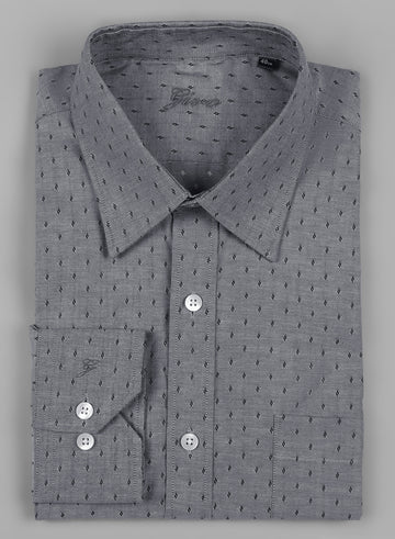 Grey Cotton Structured Formal Shirt