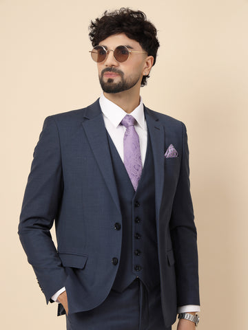 Navy Polywool 3pcs Suit