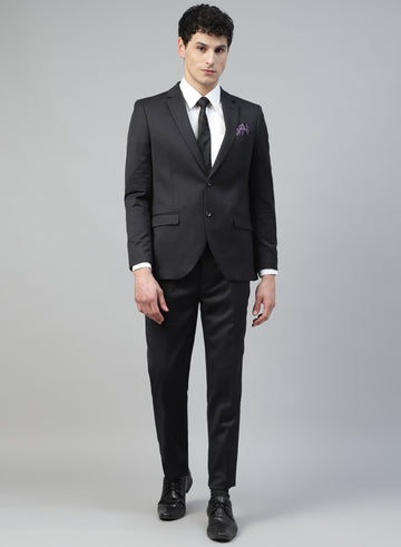 Charcoal Polywool Solid 2pcs Formal Suit