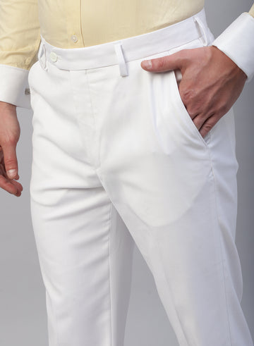 White Solid Formal Trouser