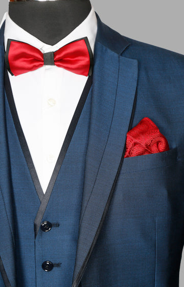 Royal Blue Self Woven Designer Suit