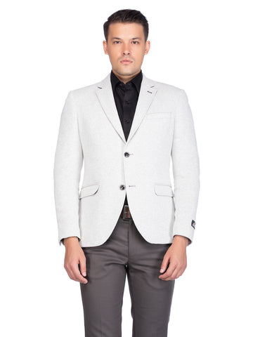 Silver Knit Notch Collar Jacket