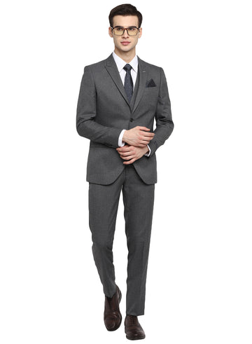 Grey Structured Peak 3pcs Suit