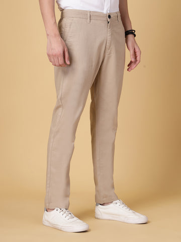 Khaki Linen Slub Chino