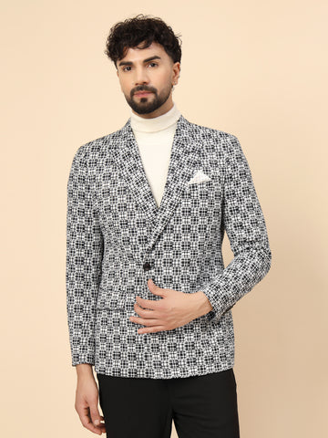 Black & White Knit Uncrushable Double Breasted Jacket