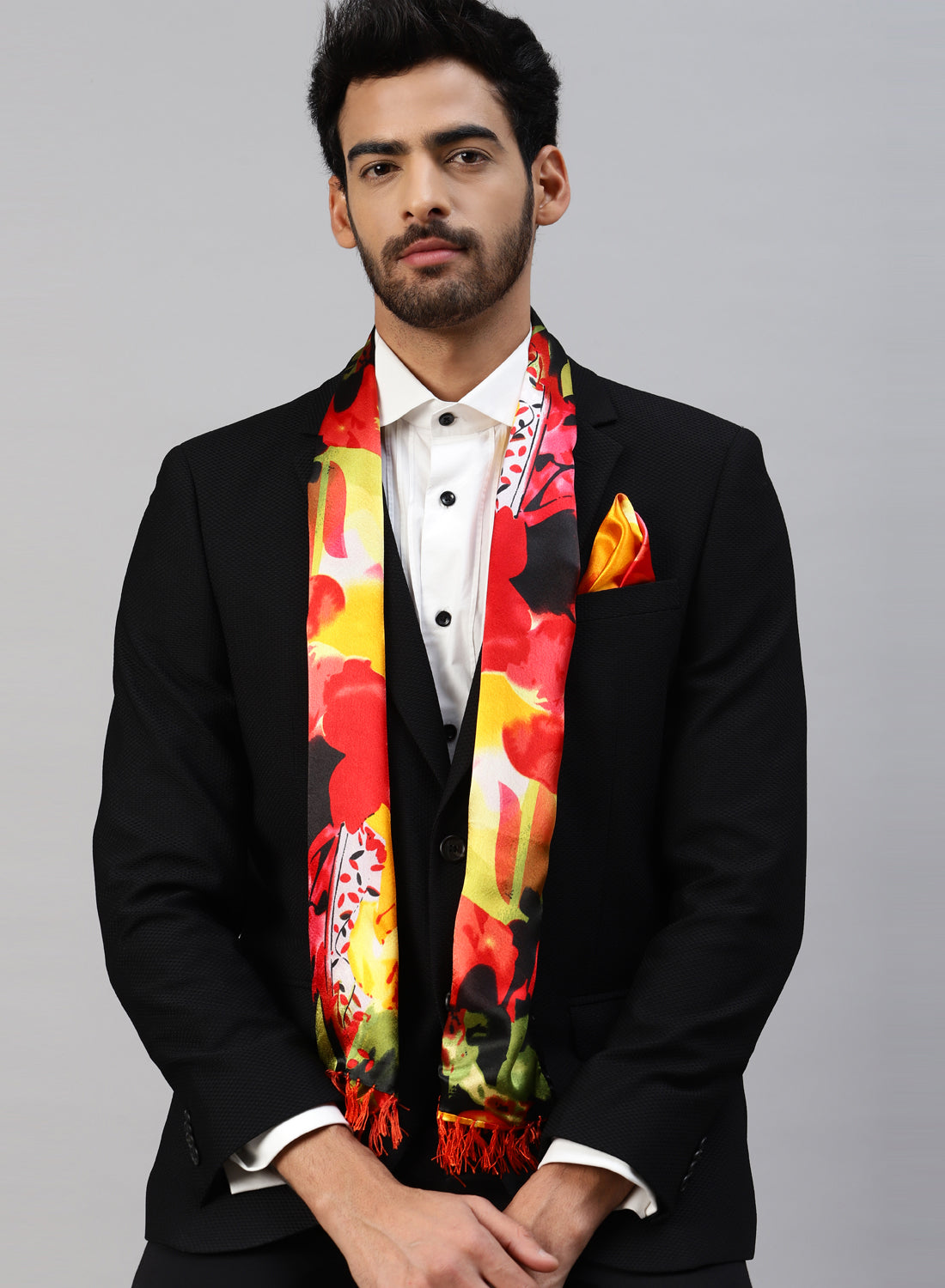 Multicolor Satin printed Scarf & Pocket square
