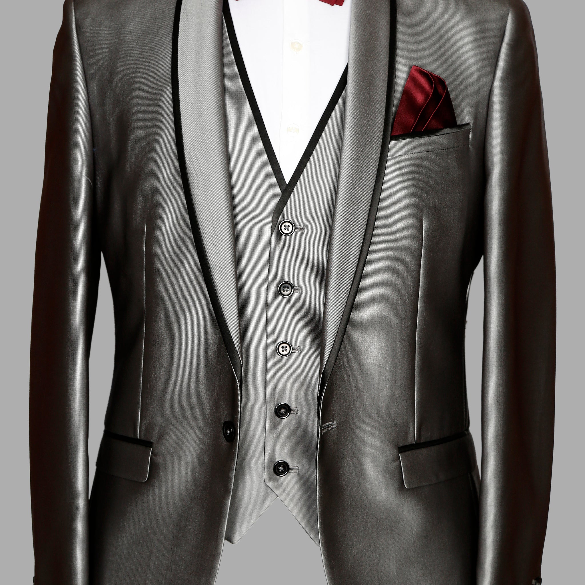 Silver Textured Designer 3pcs Suit