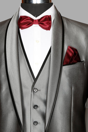 Silver Textured Designer 3pcs Suit