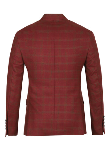 Rust Tweed Check Bandhgala Jacket