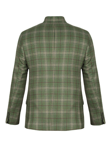 Green Tweed Check Bandhgala Jacket