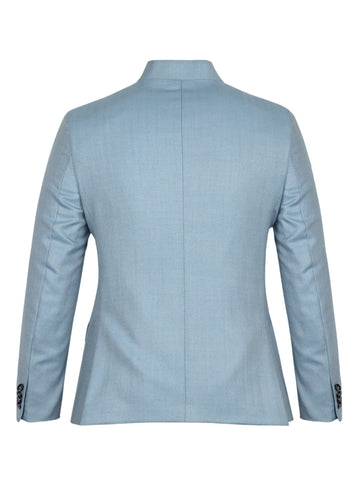 Blue Tweed Solid Bandhgala Jacket