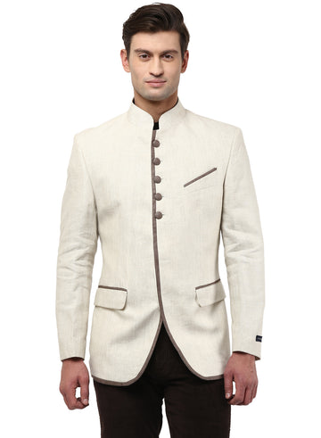 Cream 100% Linen Evening wear Bandhgala Jacket