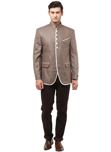 Brown 100% Linen Evening wear Bandhgala Jacket