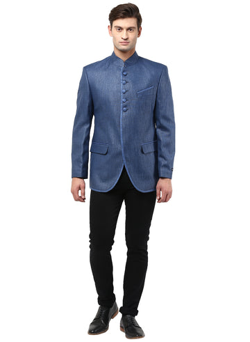 Royal Blue 100% Linen Evening wear Bandhgala Jacket