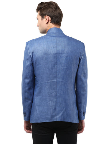 Blue 100% Linen Evening wear Bandhgala Jacket