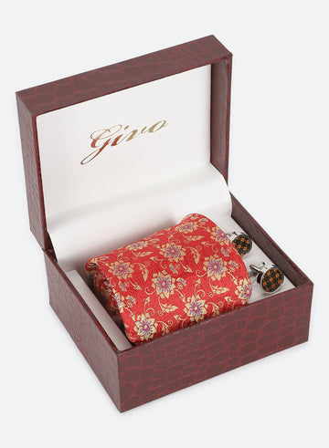 Orange Color Tie & Cufflink Gift Set