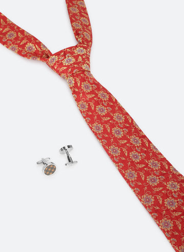 Orange Color Tie & Cufflink Gift Set