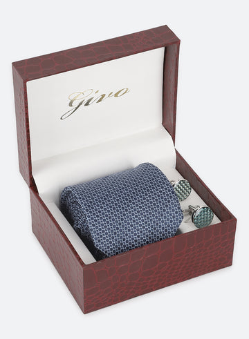 Blue Color Tie & Cufflink Gift Set