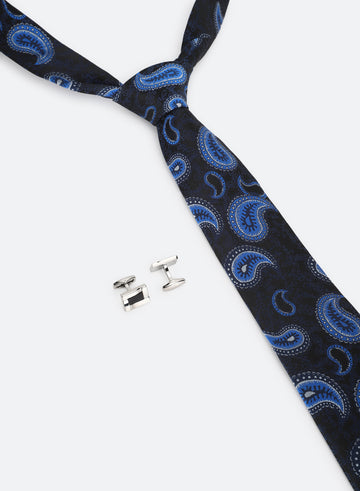 Blue Color Tie & Cufflink Gift Set