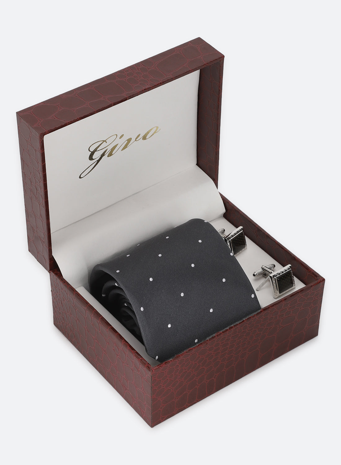 Dark Grey Color Tie & Cufflink Gift Set
