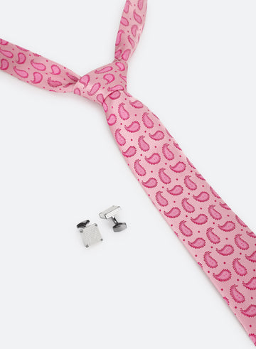 Pink Color Tie & Cufflink Gift Set