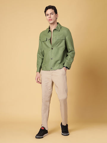 Olive Linen Hemp Shacket