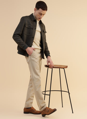 Dark Olive Velvet Suede Casual Jacket