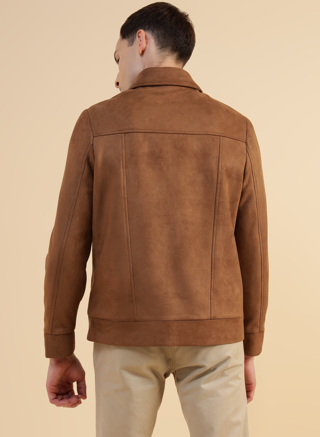 Camel Velvet Suede Casual Jacket
