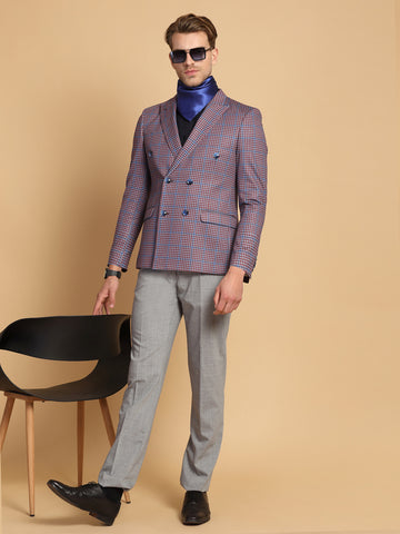 Red & Blue Uncrushable Double Breasted Check Jacket