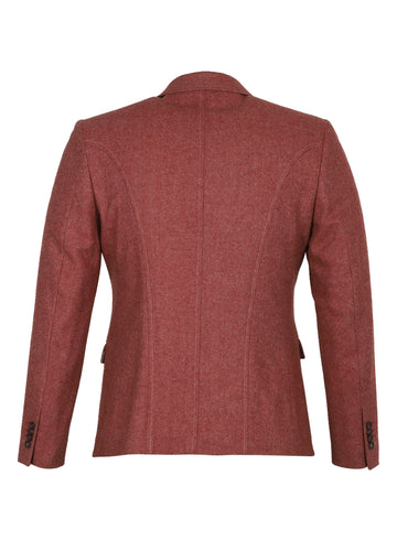 Rust Tweed Solid Notch Collar Jacket