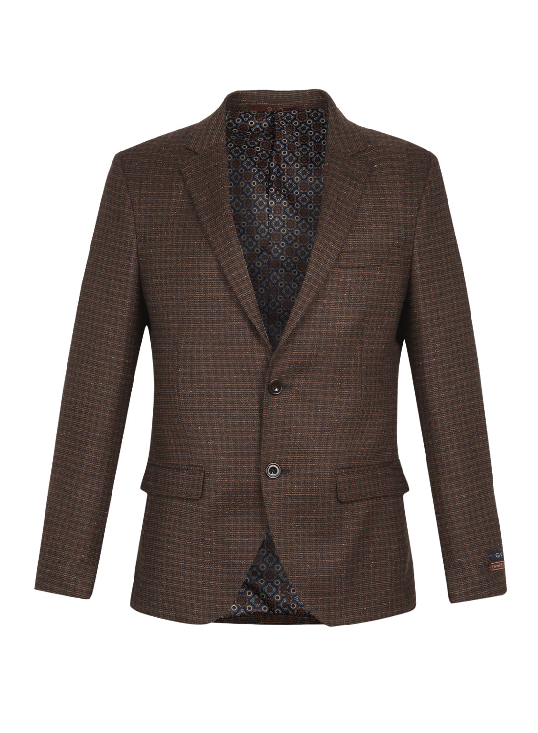 Brown Tweed Structured Notch Collar Jacket