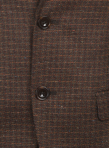 Brown Tweed Structured Notch Collar Jacket