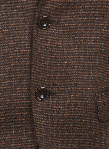 Brown Tweed Structured Notch Collar Jacket
