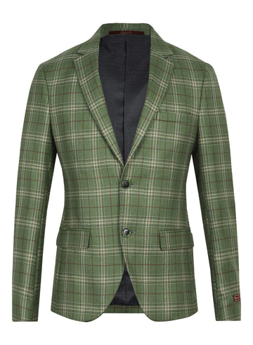 Green Tweed Check Notch Collar Jacket