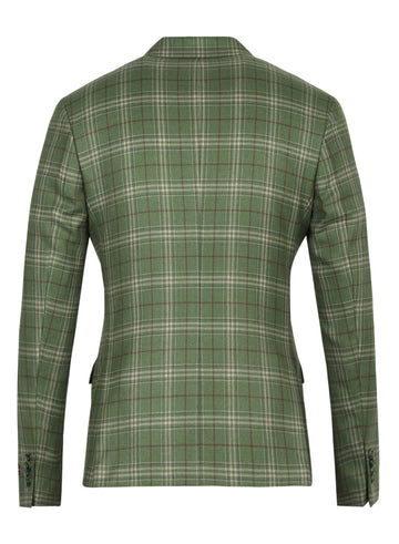 Green Tweed Check Notch Collar Jacket