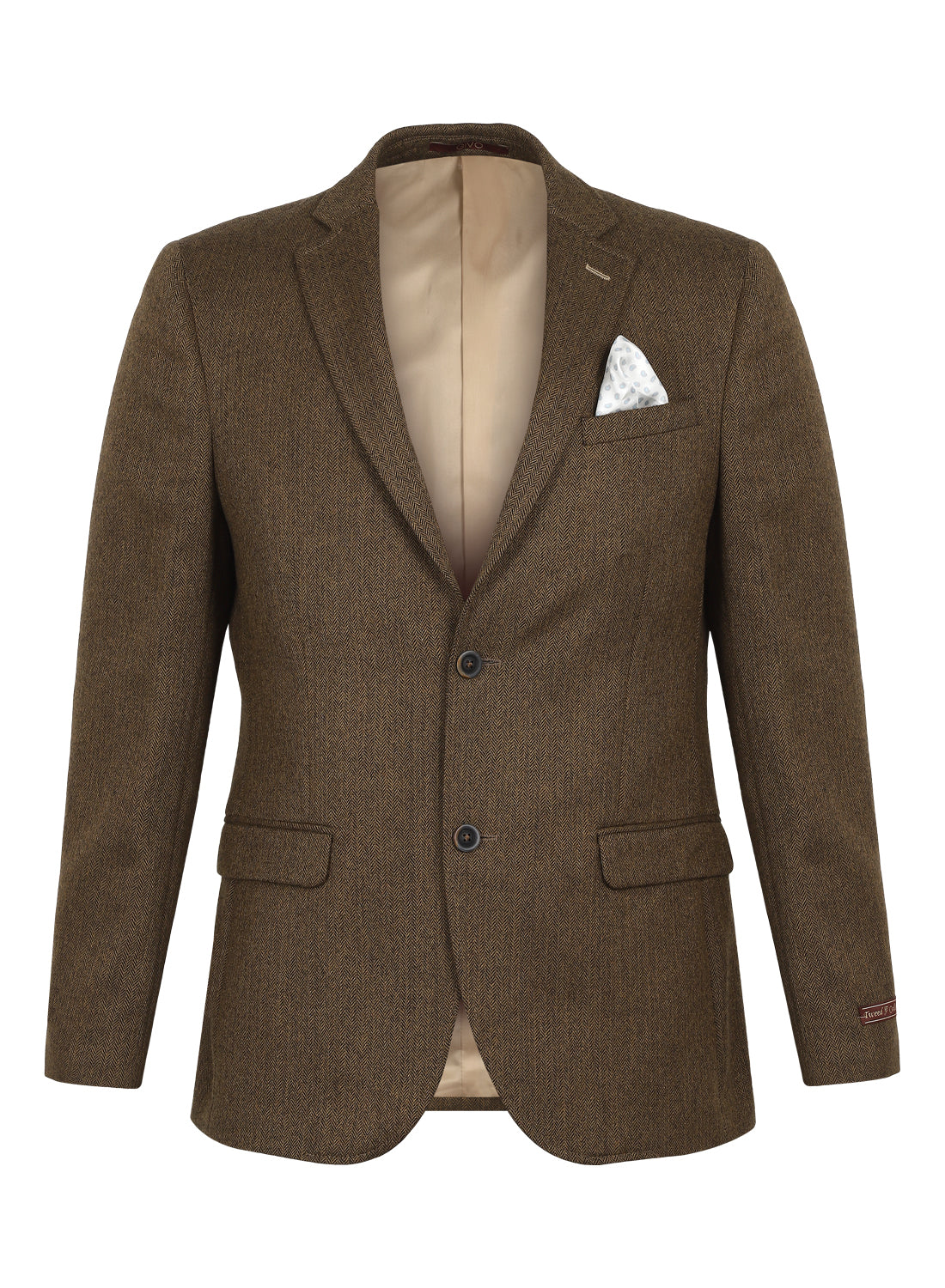 Brown Tweed Solid Notch Collar Jacket