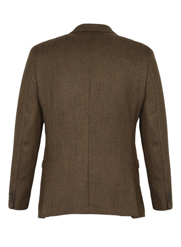 Brown Tweed Solid Notch Collar Jacket