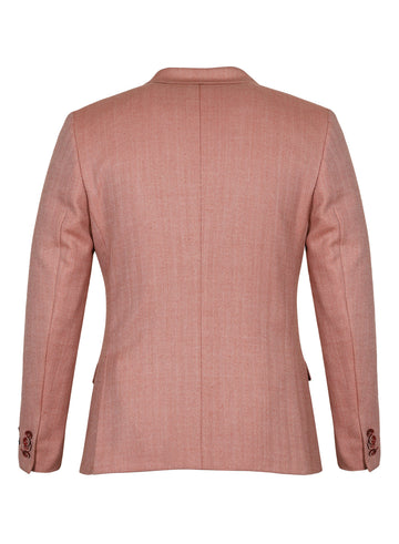 Pink Tweed Solid Notch Collar Jacket