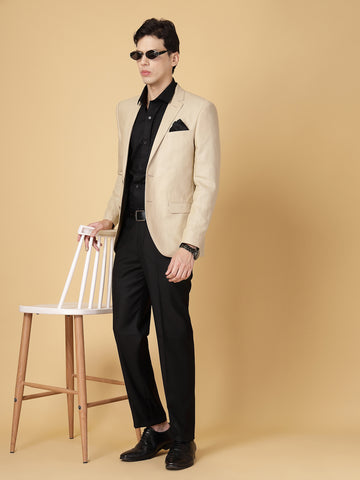 Beige Linen Hemp Solid Jacket