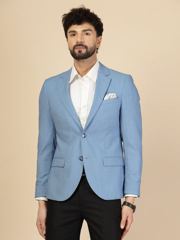 Blue Linen Solid Jacket