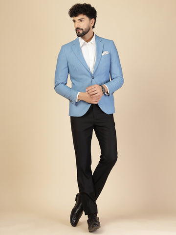 Blue Linen Solid Jacket