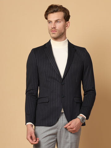 Navy Blue Uncrushable Stripe Jacket