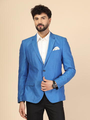 Royal Blue linen Jacquard Jacket